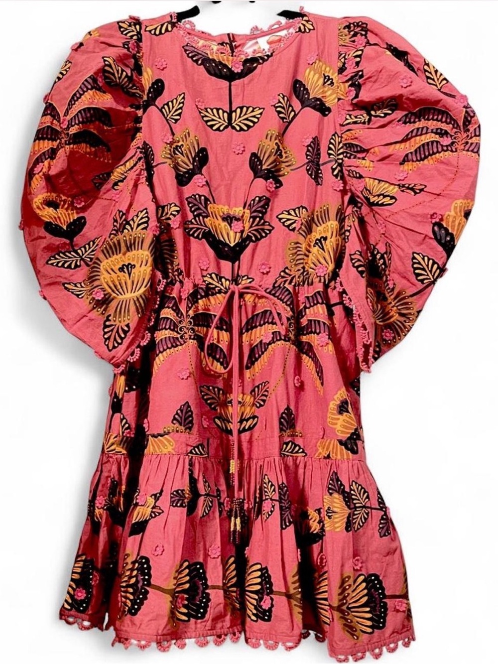 FARM Rio Blush Living Bloom Short-Sleeve Mini Dress NWOT